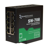 Brainboxes SW-708 network switch Unmanaged Fast Ethernet (10/100) Black