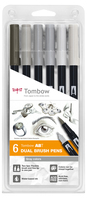 Tombow ABT Dual Brush Pen Set Filzstift Grau 6 Stück(e)