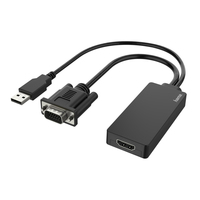 Hama 00200342 adaptador de cable de vídeo 0,15 m USB Type-A + VGA (D-Sub) HDMI Negro