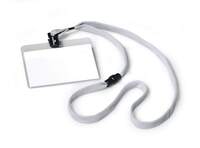 Durable Lanyard Name Badge Grey ID Card Holder + Inserts | 10 Pack | 60 x 90mm