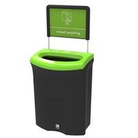 Meridian Open Top Recycling Bin - 110 Litre - Meridian Recycling Bin with Signage Kit - Racing Green - White
