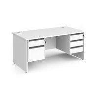 Contract 25 straight desk with 2 and 3 drawer graphite pedestals and panel leg 1600mm - white