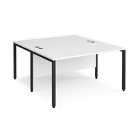 Maestro 25 back to back straight desks 1400mm x 1600mm - black bench leg frame, white top