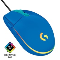 Logitech Egér - G203 Lightsync (Vezetékes, Gaming, Optikai, USB, 8000 DPI, kék)