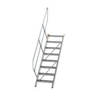 Treppe 45° Stufenbreite 600 mm, 8 Stufen, Aluminium geriffelt