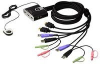 CS692 2-Port Cable KVM Switch USB, HDMI and Audio with Remote Port Selector KVM-Switches