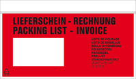 Begleitpapiertasche rot/sw "LIEFERSCHEIN-RECHNUNG", DIN Lang, im Karton