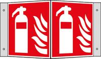 Znak ochrony przeciwpożarowej, aluminiowy „Gaśnica”, znak kątowy 150x150