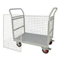 Painted mailroom platform truck with full sides, 1200mm length