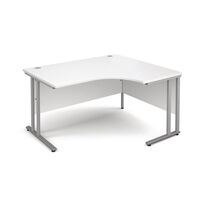 Traditional ergonomic desks - delivered and installed - silver frame, white top, right hand, 1400mm