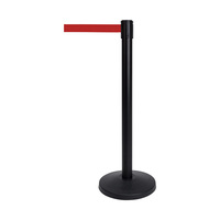 Barrier Post / Barrier Tape Post / Barrier Stand "Uno" | metal cast with black plastic coating black red 3500 mm
