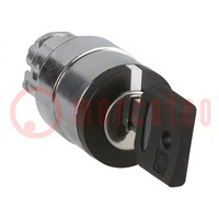 Switch: rotary with key; 22mm; black; none; IP66; prominent; Ø22mm
