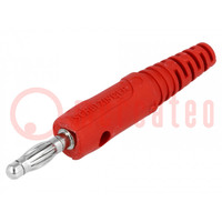 Plug; 4mm banana; 10A; 33VAC; 70VDC; red; Max.wire diam: 2mm; 0.5mm2