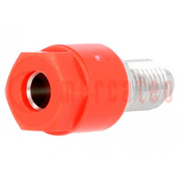 Socket; 4mm banana; 36A; 60VDC; Cutout: Ø8mm; red; nickel plated