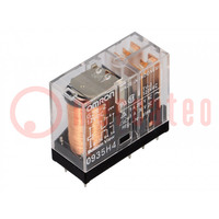 Relay: electromagnetic; DPDT; Ucoil: 12VDC; Icontacts max: 5A; PCB