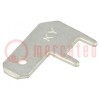 Terminal: flat; 4.8mm; 0.8mm; male; THT; brass; tinned; angled 90°