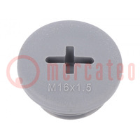 Stopper; M16; 1.5; polyamide; dark grey; Thread: metric; 7mm; 10pcs.