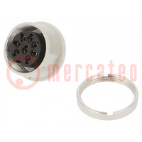 Connector: M16; socket; female; soldering; PIN: 8; 5A; 60V; IP40