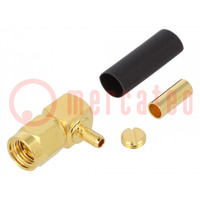 Plug; SMA; male; angled 90°; 50Ω; soldering,crimped; for cable