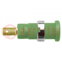 Connector: 2mm banana; socket; 10A; green; on panel; insulated