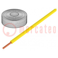 Wire; 0.2mm2; solid; Cu; PVC; yellow; 60V; 10m; 1x0.2mm2