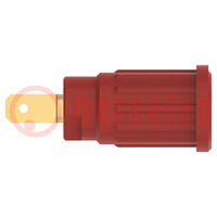 Socket; 4mm banana; 24A; 1kV; red; gold-plated; on panel,push-in