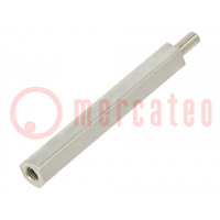 Screwed spacer sleeve; 35mm; Int.thread: M2,5; Ext.thread: M2,5
