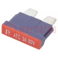 Fuse: fuse; 3A; 80VDC; automotive; 19mm; copper; tinned