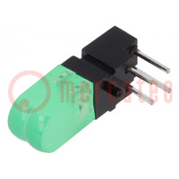 LED; in housing; yellow green; No.of diodes: 2; 20mA; 60°; λd: 573nm