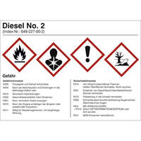 Gefahrstoffettikett, Diesel No. 2, Dieselkraftstoff, Folie, Gr?áe: 14,8 x 10,5 c