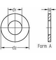 ISO 7089 Scheiben 5 (5,3x10x1), 200 HV, Form A flach ohne Fase, Stahl galvanisch verzinkt