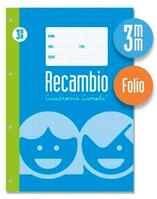 LAMELA RECAMBIO 100H FOLIO 70GR CUADROVÍA 3MM C/MARGEN 4 TALADROS OFFSET BLANCO -5U-