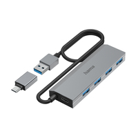 Hama 00200138 Schnittstellen-Hub USB 3.2 Gen 1 (3.1 Gen 1) Type-A + Type-C 5000 Mbit/s Anthrazit, Grau