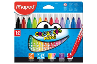 Maped Color'Peps Maxi viltstift Zwart, Blauw, Bruin, Groen, Oranje, Roze, Rood, Violet, Geel 12 stuk(s)