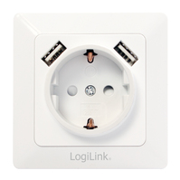 LogiLink PA0162 prise de courant 2 x USB + CEE 7/3 Blanc