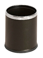 Papierkorb doppelwandig Lederoptik schwarz, mit Edelstahlring, Inhalt: 10ltr.