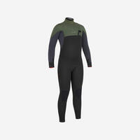 3/2 Junior Wetsuit Front Zip 900 - Black Khaki - 14-15Years Olds/5'2"-5'7"