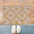 Relaxdays Fußmatte Kokos, geometrisches Muster, 60x40 cm, rutschfest, wasserfest, Fußabtreter innen & außen, natur/weiß