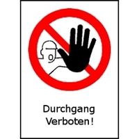 Kombischild "Durchgang verboten!", 110 x 152 mm, Folie