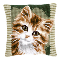 Cross Stitch Kit: Cushion: Brown Cat