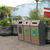 Timber Fronted Triple Recycling Unit - 294 Litre - Smooth Finish painted in Deep Green Hammerite - Light Oak