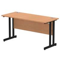 Impulse 1400 x 600mm Straight Office Desk Oak Top Black Cantilever Leg