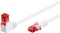 CAT 6 Patchkabel 1x 90° gewinkelt, U/UTP, Weiß, 0.5 m - Rastnase oben, CCA Kupfergemisch