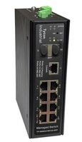 Industrial Gigabit Switch, Port 1-2 24V Passive PoE, Port 3-4 802.3bt 90W, Port 5-8 802.3at 35W, GigE SFP, 48VDC Input, Managed, -40