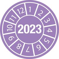 Inspection Date Labels White , on Purple dia. 25 mm ,