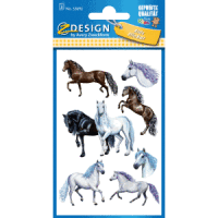 Sticker 76x120mm Papier 3 Bogen Pferde auf Wiese