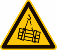 Sicherheitskennzeichnung - Warnung vor schwebender Last, Gelb/Schwarz, 10 cm