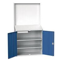 Bott document workstation with backpanel, 525mm wide with Blue doors