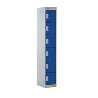Coloured door lockers with standard top, 6 blue doors, 300 x 450mm