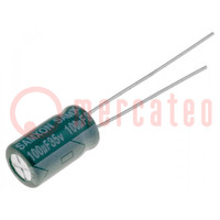 Condensator: elektrolytisch; low ESR; THT; 100uF; 35VDC; Ø6,3x11mm